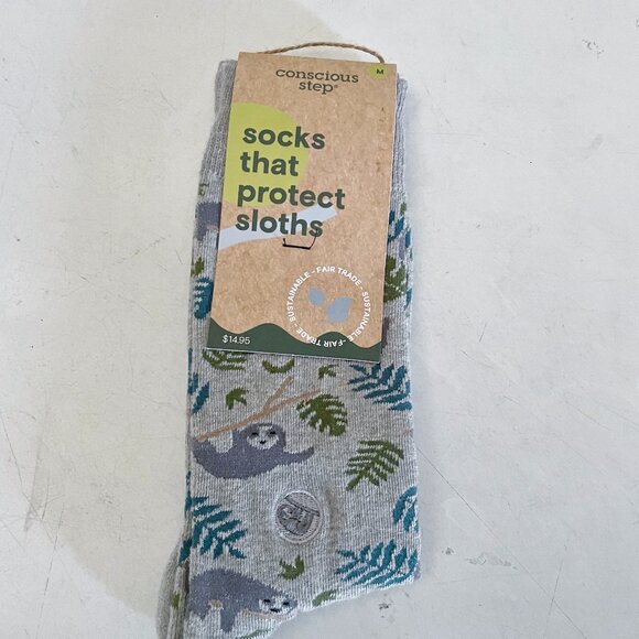 NEW Conscious Step Socks That Protect Sloths M Organic Cotton Fair Trade - Picture 3 of 7
